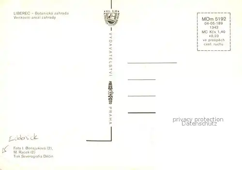 AK / Ansichtskarte Liberec Botanicka zahrada Botanischer Garten Liberec