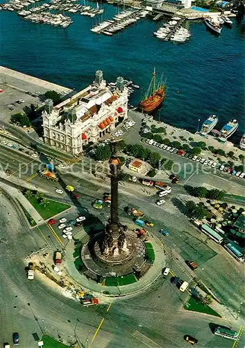 AK / Ansichtskarte Barcelona_Cataluna Monumento a Colon vista aerea Barcelona Cataluna