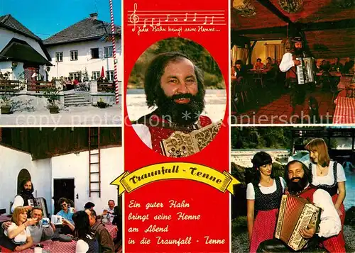 AK / Ansichtskarte Desselbrunn Traunfalltenne Lokal Gaststaette Hausmusik Ziehharmonika Musikinstrument Desselbrunn