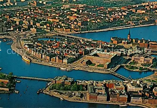 AK / Ansichtskarte Stockholm Old Town and the Soedermalm aerial view Stockholm