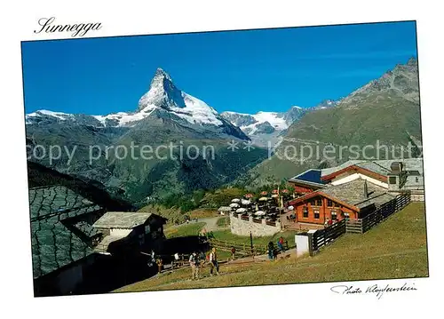 AK / Ansichtskarte Sunnegga Berggaststaette Aussichtsterrasse Matterhorn Walliser Alpen Sunnegga