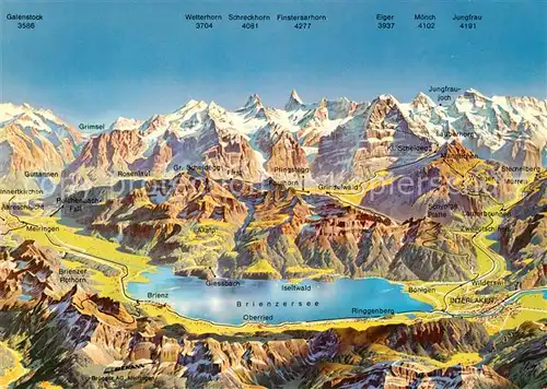 AK / Ansichtskarte Brienzersee_BE und Umgebung Jungfrauregion Berner Alpen aus der Vogelperspektive Brienzersee BE