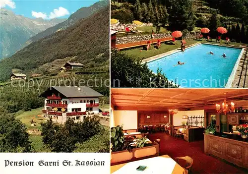 AK / Ansichtskarte St_Kanzian_Klopeiner_See Pension Garni Gastraum Swimming Pool St_Kanzian_Klopeiner_See