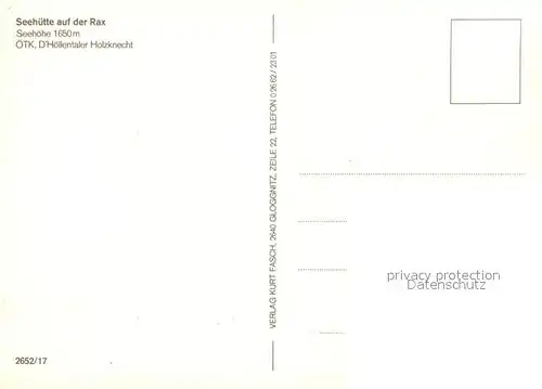 AK / Ansichtskarte Rax Seehuette Raxalpe Rax