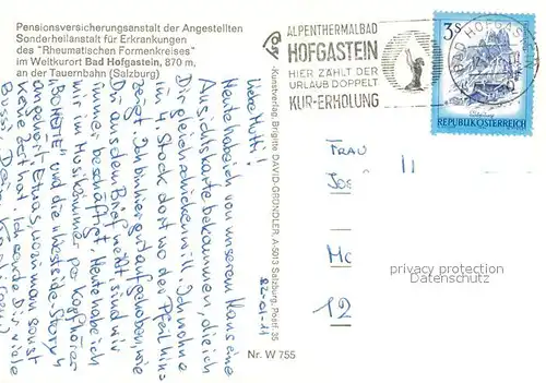 AK / Ansichtskarte Bad_Hofgastein Pensionsversicherungsanstalt der Angestellten Bad_Hofgastein