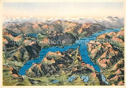 AK / Ansichtskarte Lago_di_Como Panoramakarte Lago_di_Como