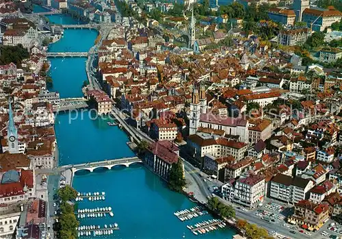 AK / Ansichtskarte Zuerich_ZH Fliegeraufnahme Limmat Altstadt Zuerich_ZH