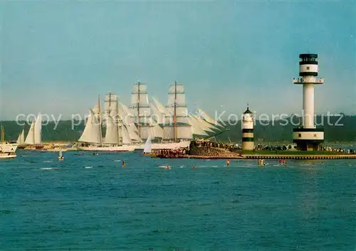 AK / Ansichtskarte Segelschiffe Windjammern Kiel Friedrichsorter Leuchtturm  Segelschiffe