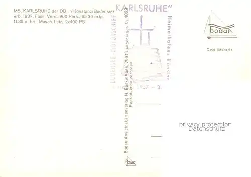 AK / Ansichtskarte Motorschiffe MS Karlsruhe Konstanz Bodensee  Motorschiffe
