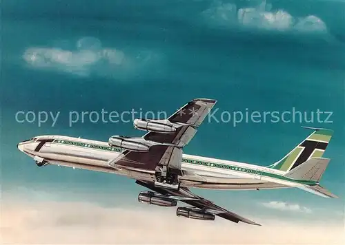AK / Ansichtskarte Flugzeuge_Zivil Transavia Holland Boeing 707 365C PH TRW Flugzeuge Zivil