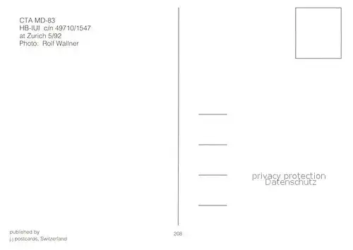 AK / Ansichtskarte Flugzeuge_Zivil CTA MD 83 HB IUI c n 49710 1547 Flugzeuge Zivil