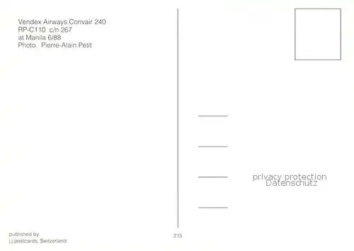 AK / Ansichtskarte Flugzeuge_Zivil Vendex Airways Convair 240 RP C110 c n 267 Flugzeuge Zivil
