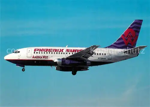 AK / Ansichtskarte Flugzeuge_Zivil Phoeix Suns America West Boeing 737 112 N708AW cn 19771 Flugzeuge Zivil