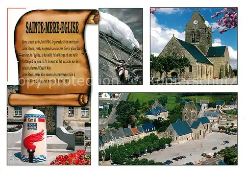 AK / Ansichtskarte Sainte Mere Eglise Place Eglise son celebre clohcer resta  Sainte Mere Eglise