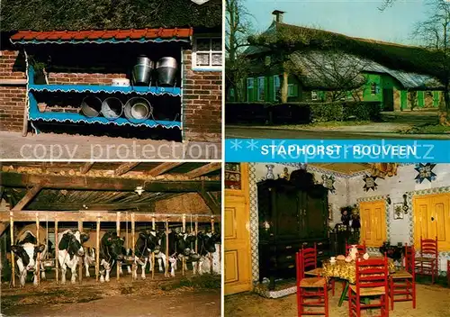 AK / Ansichtskarte Rouveen Bauernhof Kuhstall Innenraum Wohngebaeude Rouveen