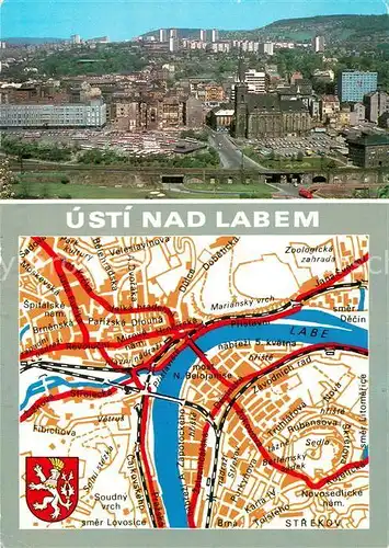 AK / Ansichtskarte Usti_nad_Labem Stadtpanorama Stadtplan Usti_nad_Labem