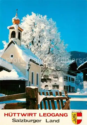 AK / Ansichtskarte Leogang Gasthaus Pension Huettwirt Kirche im Winter Leogang