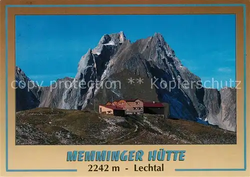 AK / Ansichtskarte Pians_Oesterreich Memminger Huette Berghuette mit Freispitze Lechtaler Alpen Pians_Oesterreich