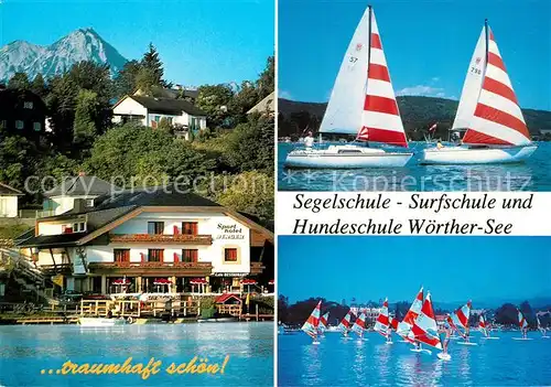 AK / Ansichtskarte Velden_Woerthersee Sporthotel Berger Segeln Surfen Velden Woerthersee