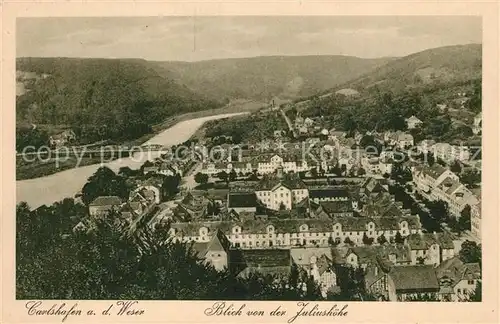 AK / Ansichtskarte Carlshafen_Weser Blick von der Juliushoehe Carlshafen Weser