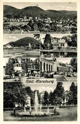 AK / Ansichtskarte Bad_Harzburg Gesamtansicht Schwimmbad Casino Schwebebahn Konzertplatz Springbrunnen Bad_Harzburg