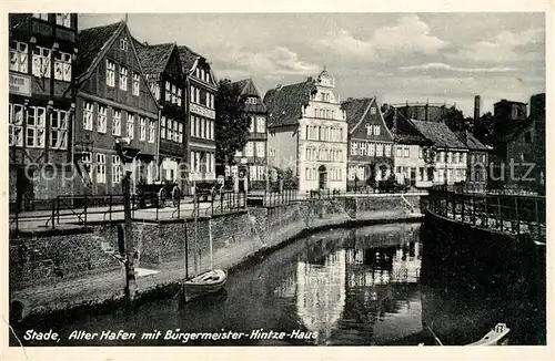 AK / Ansichtskarte Stade_Niederelbe Alter Hafen mit Buergermeister Hintze Haus Stade Niederelbe