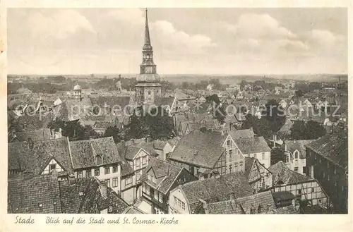 AK / Ansichtskarte Stade_Niederelbe Stadtblick mit St Cosmae Kirche Stade Niederelbe