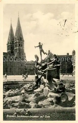 AK / Ansichtskarte Bremen Teichmannsbrunnen mit Dom Bremen