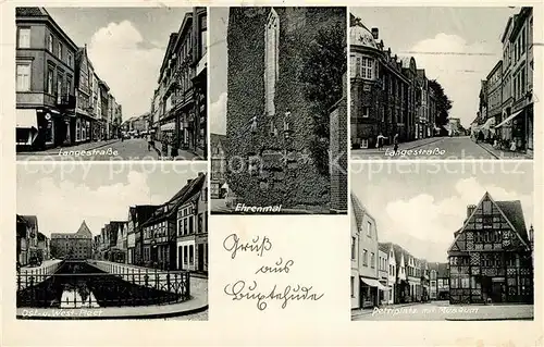 AK / Ansichtskarte Buxtehude Langestrasse Ehrenmal Ost und West Fleet Petriplatz mit Museum Buxtehude