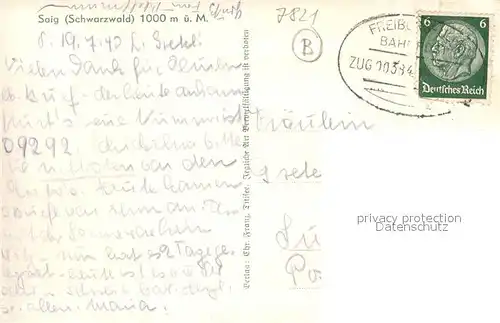 AK / Ansichtskarte Saig_Schwarzwald Panorama Saig Schwarzwald