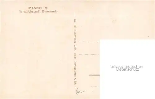AK / Ansichtskarte Mannheim Blumenuhr im Friedrichspark Mannheim