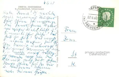 AK / Ansichtskarte Obertal_Baiersbronn Panorama Obertal Baiersbronn