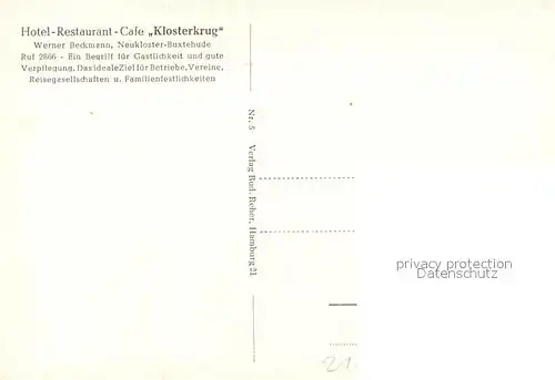 AK / Ansichtskarte Neukloster_Niederelbe Beckmanns Klosterkrug Neukloster_Niederelbe