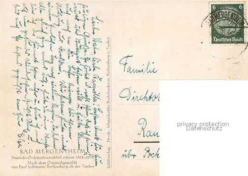AK / Ansichtskarte Bad_Mergentheim Deutsch Ordensritterschloss Bad_Mergentheim