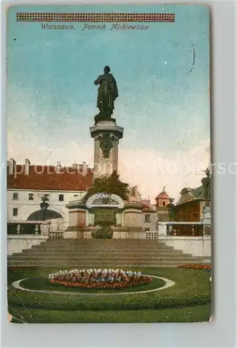 AK / Ansichtskarte Warszawa Pomnik Mickiewicza Warszawa