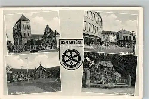 AK / Ansichtskarte Osnabrueck Dom Hauptbahnhof Grosse Strasse Haarmannsbrunnen Osnabrueck
