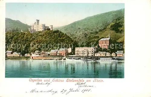 AK / Ansichtskarte Stolzenfels Capellen und Schloss Stolzenfels am Rhein Stolzenfels