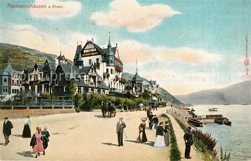 AK / Ansichtskarte Assmannshausen_Rhein Promenade Assmannshausen Rhein