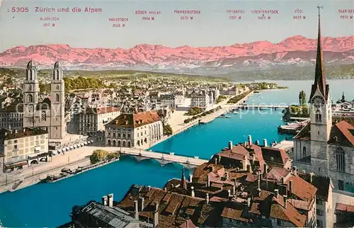 AK / Ansichtskarte Zuerich_ZH mit Alpenpanorama Zuerich_ZH