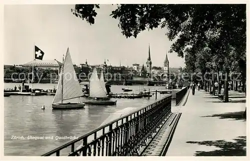 AK / Ansichtskarte Zuerich_ZH Utoquai und Quaibruecke Zuerich_ZH