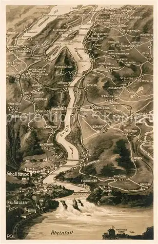 AK / Ansichtskarte Schaffhausen_SH Panoramakarte mit Rheinfall Schaffhausen SH