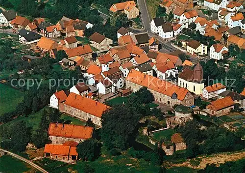 AK / Ansichtskarte Friedewald_Hessen Fliegeraufnahme Schlossareal Wasserburgruine Friedewald Hessen