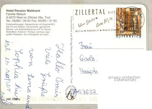 AK / Ansichtskarte Ried_Zillertal Hotel Waldrand Ried_Zillertal