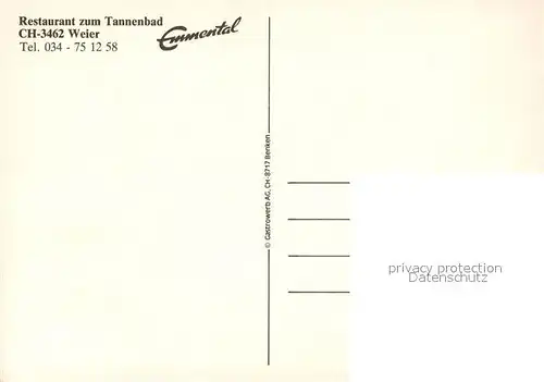 AK / Ansichtskarte Weier_BE Restaurant Tannenbad Weier_BE