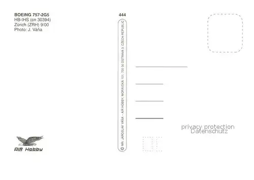 AK / Ansichtskarte Flugzeuge_Zivil Balair Boeing 757 2G5 HB IHS cn 30394 Flugzeuge Zivil