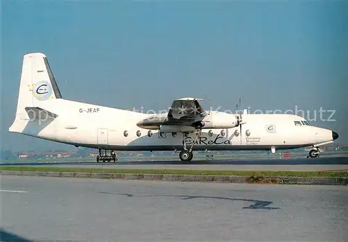 AK / Ansichtskarte Flugzeuge_Zivil Eureca Fokker F27 500RF G JEAF c n 10637 Flugzeuge Zivil