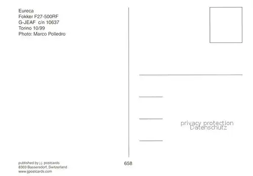 AK / Ansichtskarte Flugzeuge_Zivil Eureca Fokker F27 500RF G JEAF c n 10637 Flugzeuge Zivil