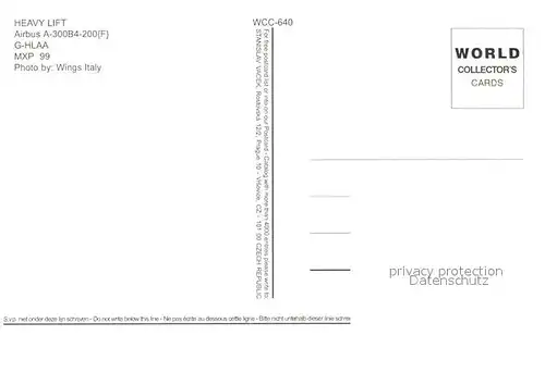 AK / Ansichtskarte Flugzeuge_Zivil Heavy Lift Airbus A 300B4 200 G HLAA  Flugzeuge Zivil