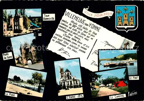 AK / Ansichtskarte Villeneuve sur Yonne Port Camping Eglise  Villeneuve sur Yonne