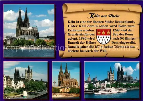 AK / Ansichtskarte Koeln_Rhein Dom Koeln_Rhein